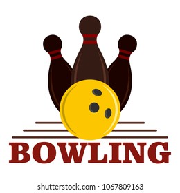 Bowling game logo. Flat illustration of bowling game vector logo for web