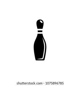 Bowling Game Pin. Flat Vector Icon. Simple black symbol on white background