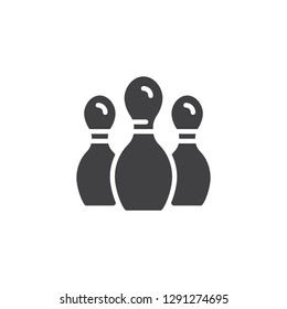 Bowling game pin vector icon. filled flat sign for mobile concept and web design. Bowling skittle simple solid icon. Symbol, logo illustration. Pixel perfect vector graphics