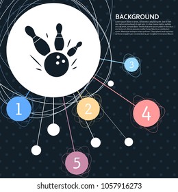 bowling game round ball icon with the background to the point and with infographic style. Vector illustration