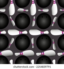 Bowling game seamless vector pattern 