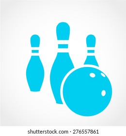 Bowling game sign icon. Ball with pin skittle symbol Isolated on White Background