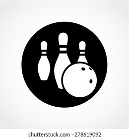 Bowling game sign icon. Ball with pin skittle symbol Isolated on White Background