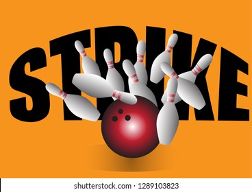 Bowling game. Strike. vector