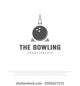 bowling game trophy logo template. bowling tournament triangle trophy vector design illustration.