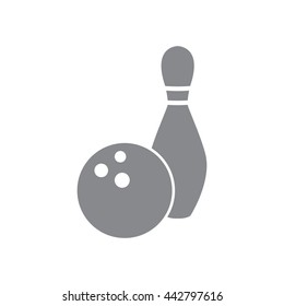 Bowling game vector icon. Ball with skittle symbol.