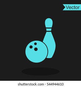 Bowling game vector icon. Ball with skittle symbol.