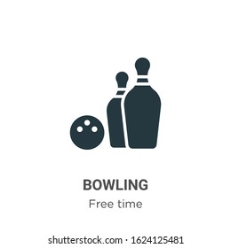 Bowling glyph icon vector on white background. Flat vector bowling icon symbol sign from modern free time collection for mobile concept and web apps design.