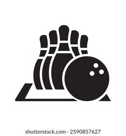 Bowling glyph, mini illustration icon. use for modern concept, print, UI, UX kit, web and app development. Vector EPS 10, related to entertainment, festival, funfair and hobbies.