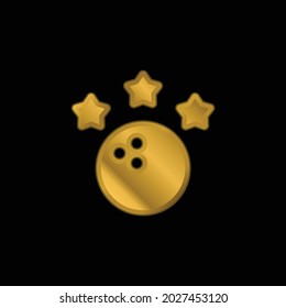 Bowling gold plated metalic icon or logo vector