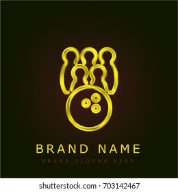 Bowling golden metallic logo