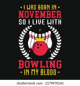 Bowling graphic vector tshirt illustration 