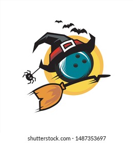 Bowling Halloween Flying Logo 05