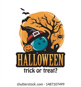 Bowling Halloween Moon Theme Logo
