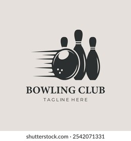 bowling hit the pins logo vector vintage illustration design. suitable for vintage bowling style