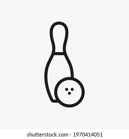 Bowling icon, ball and pin. Sports and recreation concept.