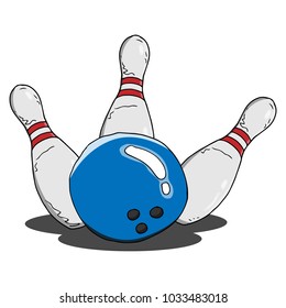 Bowling icon. Bowling ball.  Vector illustration. A skittle with two strips. 