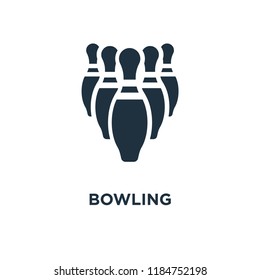 Bowling icon. Black filled vector illustration. Bowling symbol on white background. Can be used in web and mobile.