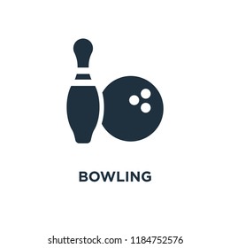 Bowling icon. Black filled vector illustration. Bowling symbol on white background. Can be used in web and mobile.