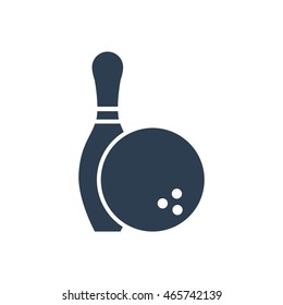 Bowling icon black isolated on a white background. Skittle and ball. Game, entertainment, sports. vector illustration, flat style. Set bowling. 