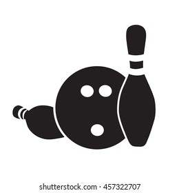 bowling icon black and white. Bowling ball and skittles