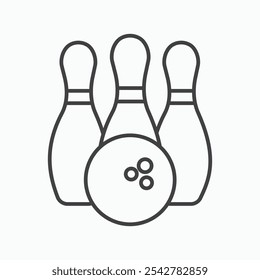 Bowling icon in black and white outlined stroke