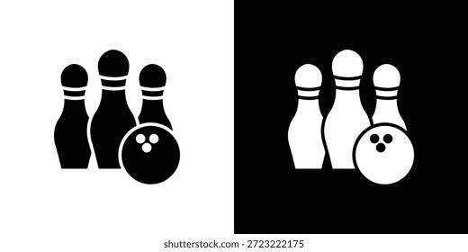 Icono de bolos. Icono de diseño plano simple en blanco y negro