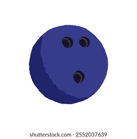 Icono de bolos. Bola azul con agujeros para jugar al juego objetivo con alfileres. Inventario deportivo, equipo deportivo con forma redonda. Señal de afición, interés. Ilustración vectorial aislada plana sobre fondo blanco