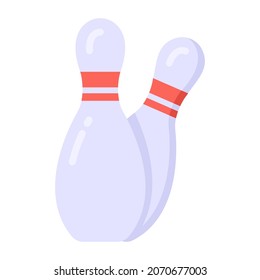 Bowling icon design hitting pins in editable style 
