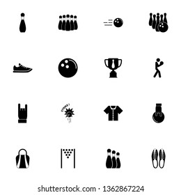 Bowling icon - Expand to any size - Change to any colour. Perfect Flat Vector Contains such Icons as footwear shoes, ball, skittles, strike, player, tee-shirt, winner cup, bag and more