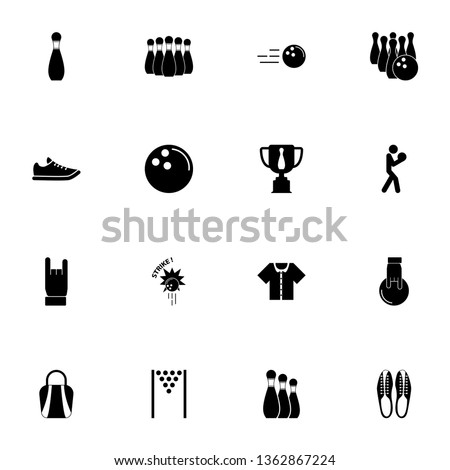Bowling icon - Expand to any size - Change to any colour. Perfect Flat Vector Contains such Icons as footwear shoes, ball, skittles, strike, player, tee-shirt, winner cup, bag and more