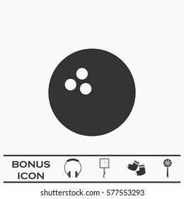 Bowling icon flat. Black pictogram on white background. Vector illustration symbol and bonus button