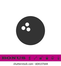 Bowling icon flat. Black pictogram on white background. Vector illustration symbol and bonus button