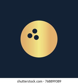 Bowling icon flat. Simple gold pictogram on dark background. Vector illustration symbol