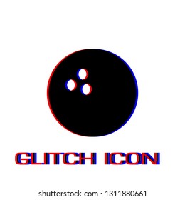 Bowling icon flat. Simple pictogram - Glitch effect. Vector illustration symbol