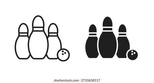 Ícone de boliche. estilo plano e traçado Coleção. símbolo simples