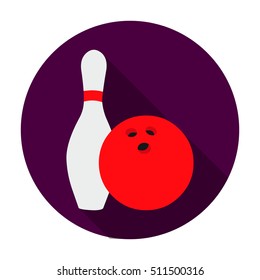 Bowling icon in flat style isolated on white background. Sport and fitness symbol stock vector illustration.