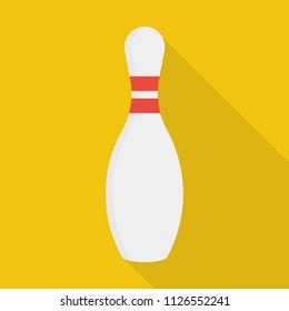 bowling icon in flat style with long shadow, isolated vector illustration on yellow transparent background