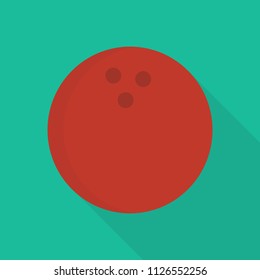 bowling icon in flat style with long shadow, isolated vector illustration on green transparent background