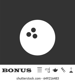 Bowling icon flat. White pictogram on black background. Vector illustration symbol and bonus icons