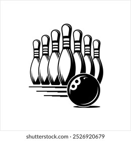 Bowling Icon, Bowling Game, Indoor Icon Vector Art Illustration