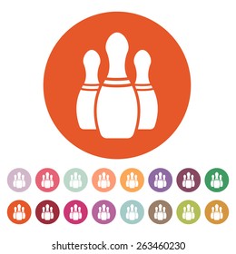 The bowling icon. Game symbol. Flat Vector illustration. Button Set
