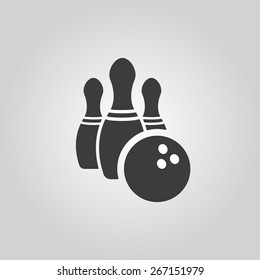 The bowling icon. Game symbol. Flat Vector illustration