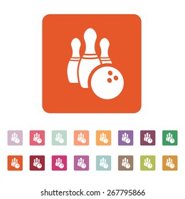 The bowling icon. Game symbol. Flat Vector illustration. Button Set
