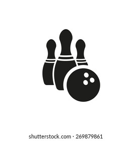 The bowling icon. Game symbol. Flat Vector illustration