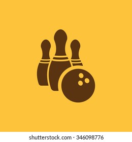 The bowling icon. Game symbol. Flat Vector illustration