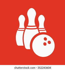 The bowling icon. Game symbol. Flat Vector illustration