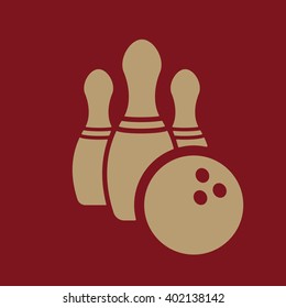 The bowling icon. Game symbol. Flat Vector illustration