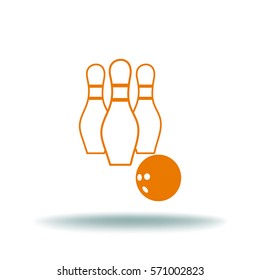 The bowling icon. Game symbol. Flat Vector illustration
