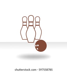 Das Bowlingsymbol. Spielsymbol. Flaches Vektorgrafik
